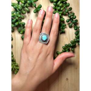Bague pour homme Tillie John en argent sterling doré avec turquoise, sertissage géométrique, vermeil, taille 7.25, pour usage quotidien, cadeau - Product Image 5
