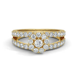 แหวนหมั้นวินเทจประดับเพชรทรงปรินเซสคัท ทอง 14K ชุบโรเดียม แบบฝังช่องสำหรับผู้หญิง - Product Image 1