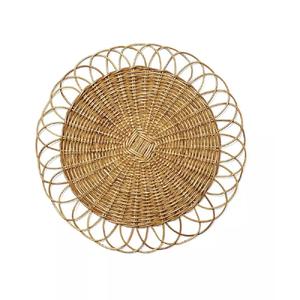 Venta al por mayor mejor diseño tejido a mano de ratán redondo cargador placa Mat tejido mimbre bambú vajilla para bodas - Product Image 1