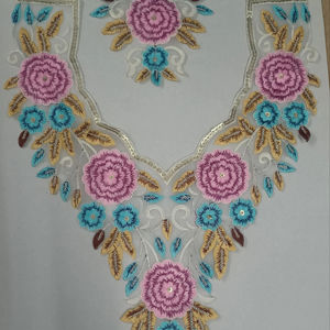 Patch de col en tissu de filet gracieux avec broderie et paillettes pour vêtements de fête-pour Kurtis Blouses Robes Sarees - Product Image 1