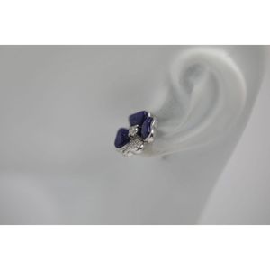 Boucles d'oreilles vintage en or 14 carats avec diamants en forme de trèfle à quatre feuilles - Product Image 2