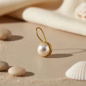 Pendientes Elegantes de Perlas con Baño de Oro para Mujer - Product Image 2