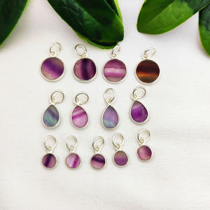 Colgante de abalorio de piedras preciosas de pera de fluorita múltiple en plata de ley 925 | Colgante de juego de bisel redondo y lágrima - Product Image 3