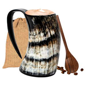 Jarra de cuerno para beber Medieval de alta calidad, taza de cuerno de búfalo Natural con asa para cerveza, vino, hidromiel de artesanía de lujo - Product Image 3