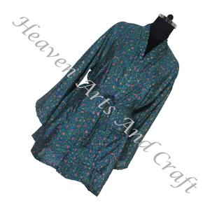 KS010 Kimono de nuit indien bohème fait à la main vintage soie Sari imprimé floral peignoir robe Maxi ethnique plage été Sari Kimono - Product Image 3