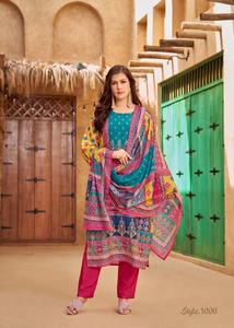 Nouvel ensemble Kurti et Dupatta traditionnel pour femme, toutes saisons, en mousseline pure, imprimé numérique, viscose, boutons Aari, par Maruti Fashion Designer - Product Image 2