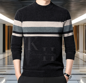 เสื้อสเวตเตอร์ผ้าวูลผู้ชาย, เสื้อสเวตเตอร์ลำลองสวมหัวแขนยาวใส่สบายถักให้ความสบายสูงสุดสำหรับฤดูหนาว - Product Image 5