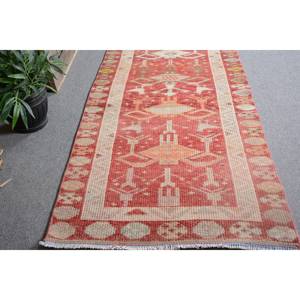 Vintage Turkish Large Area Rug Classic <b>Red</b> 2.6 X 11.1ft 10mm <b>Wool</b> Latex Backing Abstract Rectangular Hallway Design Room Rug - Product Image 3
