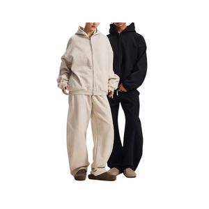 ชุดวิ่งลำลองฤดูหนาวแบบยูนิเซ็กซ์ สีตามสั่ง ผ้าฝ้ายฟลีซ 100% เสื้อฮู้ด กางเกงจ็อกเกอร์ ระบายอากาศได้ดี - Product Image 3