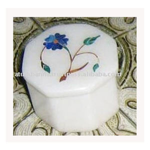 กล่องใส่เครื่องประดับทรงแปดเหลี่ยม คุณภาพดีเยี่ยม ทำด้วยมือ ตกแต่งด้วยหินอ่อนสีขาวขัดเงา ลายดอกไม้ ทนทาน ราคาประหยัด - Product Image 1