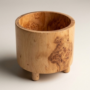 Pot décoratif cylindrique en jonc de mer/rotin, design sud-ouest, fait main, pour salon, à suspendre au mur, centre de table - Product Image 1