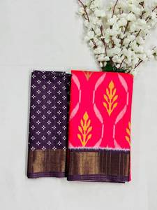 Hermosa fiesta desgaste Ikkat seda algodón saris - Product Image 4