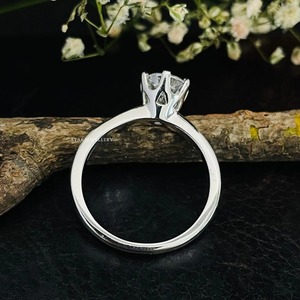 Bague de fiançailles solitaire en or massif 14 carats 1 ct CVD, bague en diamant solitaire de 1 ct de taille ronde en laboratoire - Product Image 3