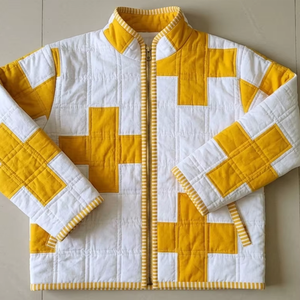 Chaqueta Casual Holgada para Hombre, Estilo Coreano, Gruesa, con Parches Blancos y Negros, de Manga Larga - Product Image 1