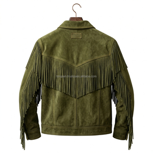 Real Soft Genuine Western Leather <b>Suede</b> Western <b>Jacket</b> With Fringes Winter Wear <b>Jacket</b> Heated Lining - Product Image 2