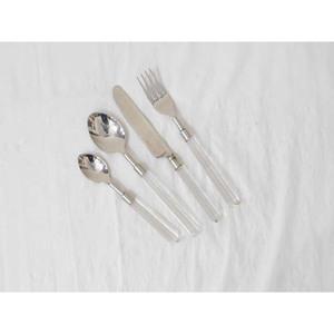 Long White Transparent Resin Handle Silver Mirror Polish Cutlery Set Stainless Steel Silver Flatware Set Decorative Cutlery Set - Product Image 1