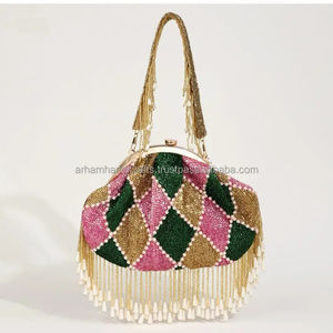 Bolso de mano de noche artesanal étnico, monederos con cordón tradicional, bolsas bordadas, embragues de Potli tejidos a mano, la mejor noche - Product Image 1