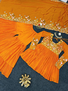 Vestido étnico moderno para adultos Tela de imitación Georgette Diseñador indio paquistaní Palazzo Traje Sharara para mujeres Ocasiones especiales - Product Image 5