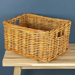 Summer Style Natural Rattan Woven Baskets Suppliers Rectangular Small Home Storage & Organization Wholesale Bamboo Products