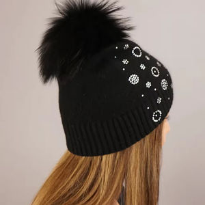 Bonnets Casquettes Chapeaux OEM 100% pur cachemire uni tricot de laine à revers Bonnets d'hiver avec logo personnalisé Processus du fabricant Impex - Product Image 2