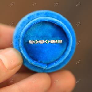 Nouvelle conception demi éternité bague en or blanc bande ronde coupe laboratoire diamant bijoux cadeau fête 925 bague de mariage en argent Sterling - Product Image 2