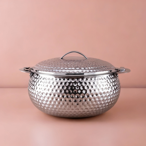 Marmite isotherme en acier inoxydable martelé antiadhésif de qualité supérieure, durable, avec couvercle, pour la cuisine, les restaurants, les hôtels, le service - Product Image 1