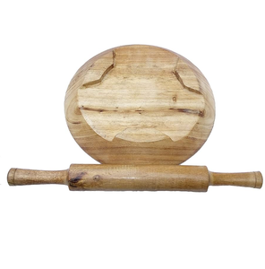 Planche à roulettes ronde en bois faite à la main et moderne avec pique |   Ensemble Chakla Belan pour rouler la pâte facilement, écologique, passe au lave-vaisselle, hôtels, maisons - Product Image 4