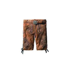 Custom Bavarian Leather <b>Shorts</b> For <b>Men</b> Traditional Authentic German Oktoberfest 2025 <b>Brown</b> Suede Lederhosen Outfit - Product Image 1