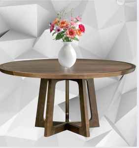 โต๊ะกาแฟทรงกลม โต๊ะกาแฟไม้เนื้อแข็ง โต๊ะไม้ เฟอร์นิเจอร์ห้องนั่งเล่น - Product Image 3