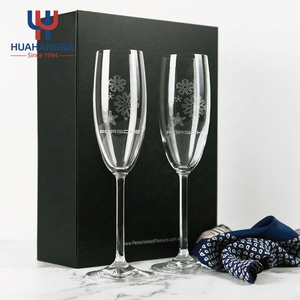 Elegant Crystal For <strong>Champagne</strong> <strong>Flutes</strong> Gift Set 2 Reusable Glasses With Custom Logo For Couples - Product Image 2