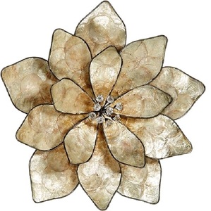 Art mural de fleur en métal de qualité supérieure avec miroir rond chambre salon bureau Sculpture décorative murale - Product Image 4