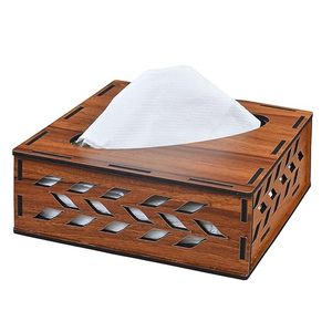 Caja de pañuelos de madera con diseño de incrustaciones de nácar para decoración del hogar caja de pañuelos de madera de bambú ecológica con aspecto minimalista - Product Image 5