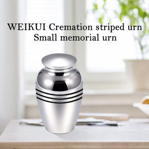 Argent Belle Petite Mini Urne Souvenir pour Cendres Humaines ou Animales Lot de 4 Mini Urnes Funéraires en Métal Dur (4Pcs Stripe urne) - Product Image 5