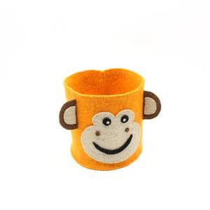 Panier d'organisateur en feutre orange brûlé fait à la main panier rond décoratif lumineux en feutre pour la décoration intérieure - Product Image 2