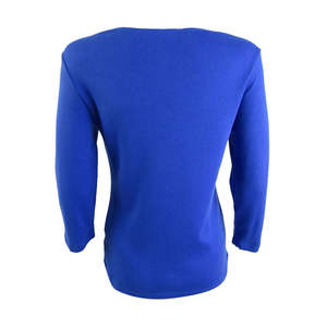 Top da donna Karen Scott in cotone blu stile semplice con scollo rotondo, taglia piccola - Product Image 2