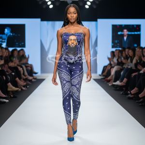 Corset bustier en satin imprimé bandana sans manches pour clubbing |   Achetez maintenant - Product Image 1