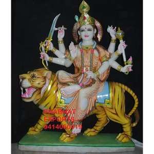 Hecho a mano hermoso Color puro mármol Durga Maa Idol tradicional personalizable estatua para jardín interior o uso en el templo - Product Image 3
