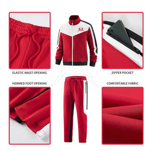 Conjunto de chándal deportivo de dos piezas con chaqueta con cremallera y pantalones de cintura con cordón Conjunto de chándal de entrenamiento transpirable - Product Image 3