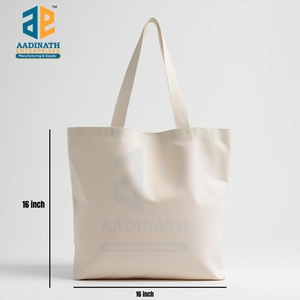 Stylish Eco-Friendly Cotton Canvas <b>Tote</b> Bag Durable Reusable <b>Zipper</b> Closure Embroidered Logo for Everyday Use and Beach - Product Image 1