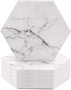 Ensemble de sous-verres en marbre personnalisé, sous-verres en pierre naturelle résistants à la chaleur pour la décoration de la maison, utilisation en cadeau - Product Image 1