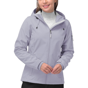 Hecho en fábrica con capucha acolchado estampado de punto suave Shell cortavientos ligero senderismo señoras chaquetas para correr - Product Image 1