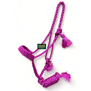 Wide Noseband English Horse Cowboy <b>Braided</b> Rope Halter with 7Ft Lead Mule Tape Material Customizable Colors & Logo - Product Image 4