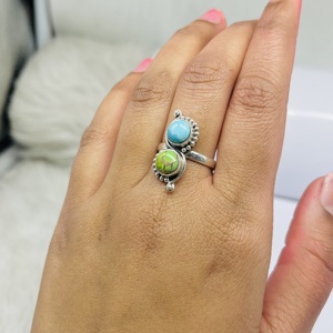 Handmade 925 Sterling Silver <b>Ring</b> Beautiful Natural <b>Turquoise</b> Green Bezel Setting Fashionable Handmade Silver <b>Ring</b> - Product Image 2