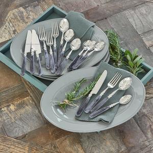 Ensemble de couverts unique en acier inoxydable avec poignée en os antique pour la maison et le mariage Vaisselle de table Ensemble de couverts en argent - Product Image 1