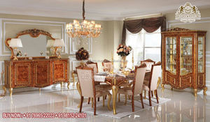 Juego de mesa de comedor de madera de teca con acabado plateado tallado pesado victoriano diseño moderno tamaño personalizable comedor de lujo - Product Image 3