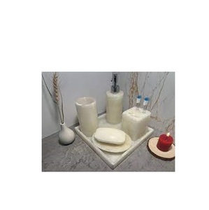 Brosse à dents de salle de bain en marbre blanc Ensemble d'accessoires de dentifrice et taille personnalisée prix bon marché et utilisation à la main - Product Image 1