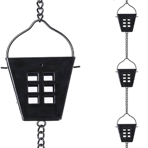 Chaîne de pluie en cuivre et acier inoxydable personnalisée gouttière de gouttière finition rouille foncé ornements de jardin RC90 modèle 89mm de diamètre Inde - Product Image 5