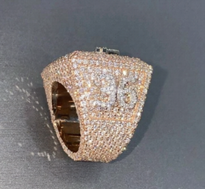 Anillo Personalizado con Número, Incrustado con Diamantes Moissanite VVS, Brillante, de Plata de Ley 925 con Baño de Rodio, Anillo de Lujo - Product Image 2