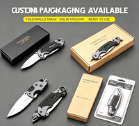 Couteau de combat pliable EDC en acier inoxydable gris avec brise-vitre et coupe-cordons pour usage extérieur