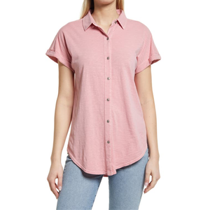 Camicia da campeggio in jersey slub Caslon rosa taglia media, in tessuto a maglia semplice - Product Image 1